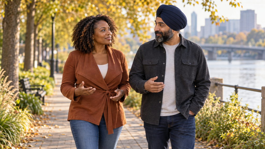 Couple building emotional connection while respecting individuality and reciprocity