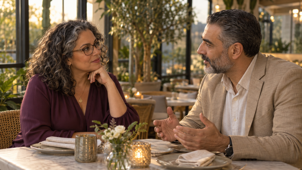 Couple discussing exclusivity and commitment without pressure or games