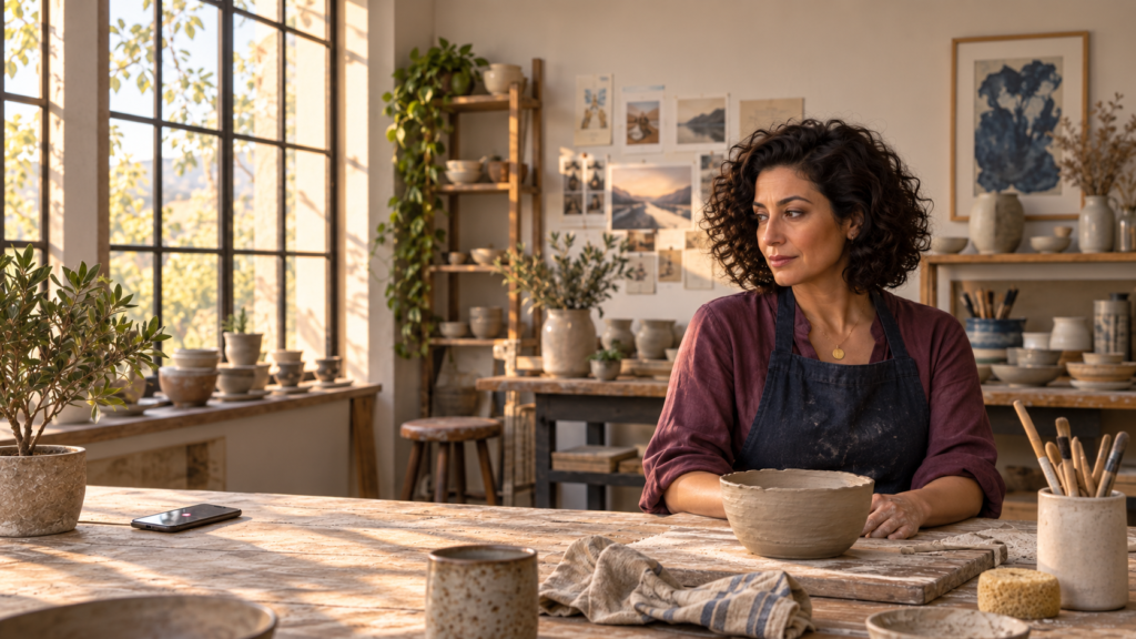 Woman deciding how to respond after an ex reaches out