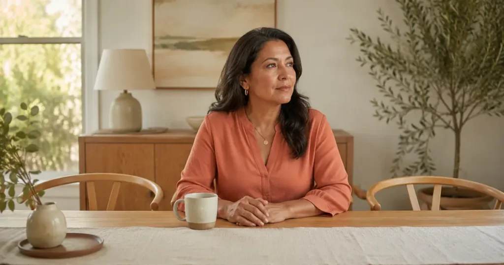 Woman preparing for a calm conversation about emotional distance and inconsistent communication