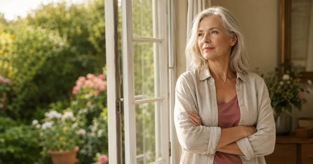 Woman reflecting calmly on boundaries in an emotionally unavailable relationship